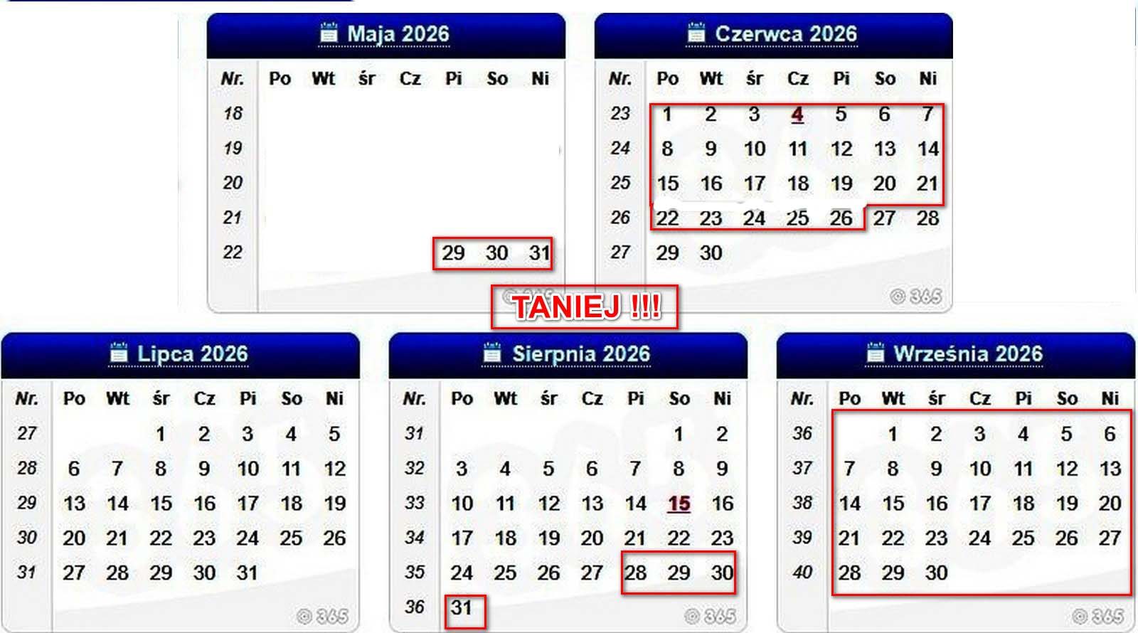 Terminarz apartamentu De Lux